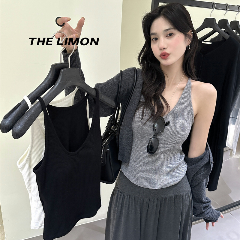 THE LIMON柠檬绿茶2025秋季女内搭吊带背心无钢圈带胸垫简约上衣|undefined