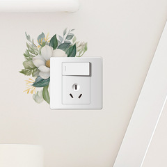 新款fun-kg25外貿熱銷彩繪綠植花朵開關貼客廳玄關家居美化牆貼紙