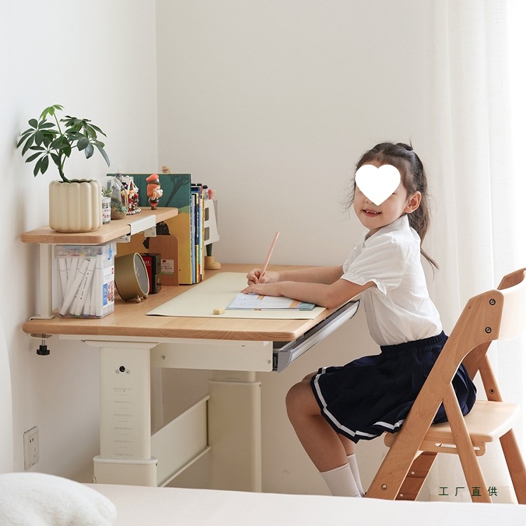 Children's Study Table, Primary School Student Home Desk, Liftable Table, Solid Wood Writing Desk, Desk and Chair Set
