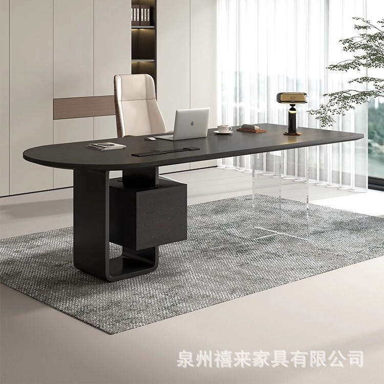 Light Luxury and High-End Solid Wood Business Office Boss Desk and Chair Combination New High-End Computer Desk Workbench