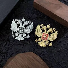 跨境外贸热销俄罗斯双头鹰手机壳金属贴创意双头老鹰胸针现货采购
