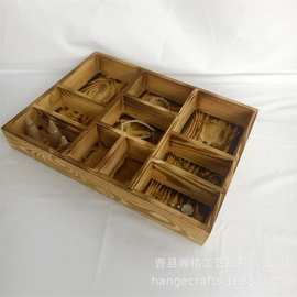 蜡笔十格盘松木碳化手镯展示盘手串托盘手链收纳盘珠宝饰品