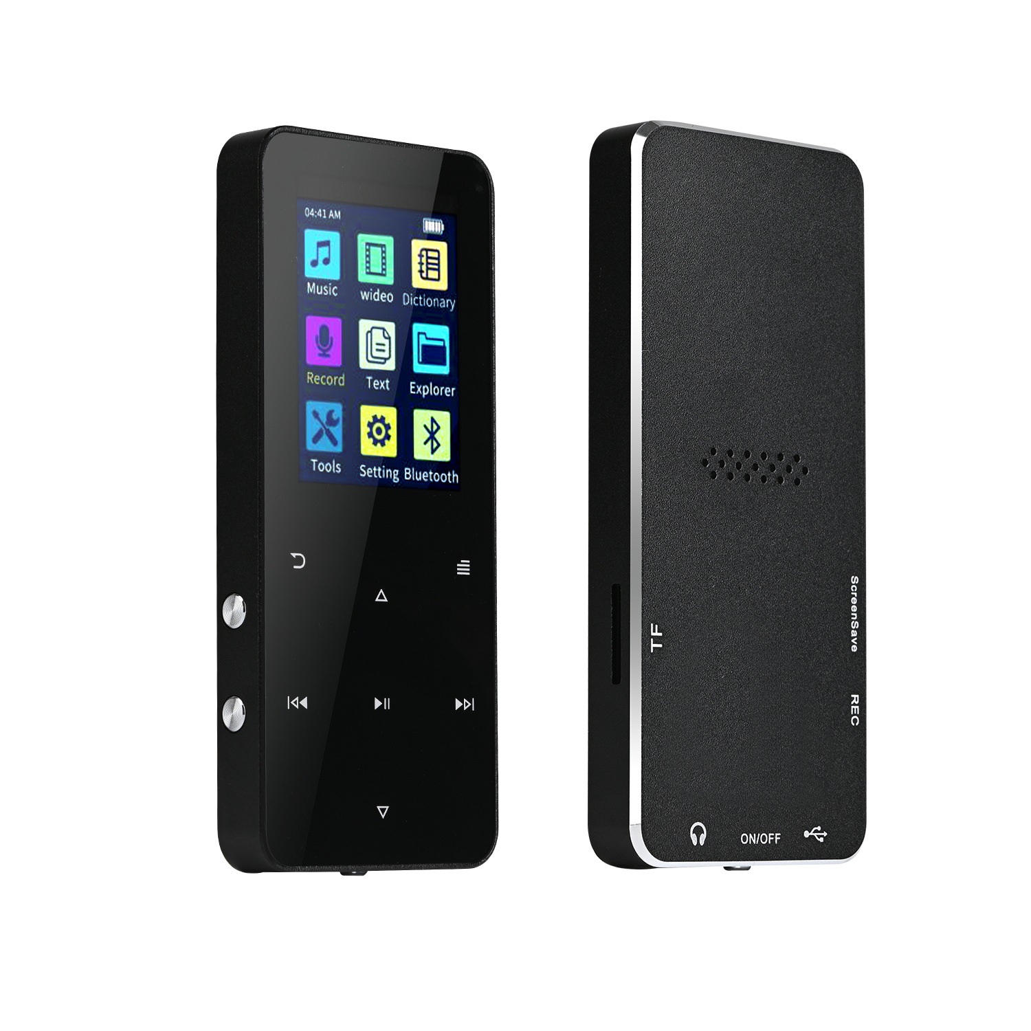 Edición del comercio exterior metal Bluetooth MP3 Walkman incorporado 16GB Tarjeta de inserción MP4 reproductor de música pantalla táctil FM novela