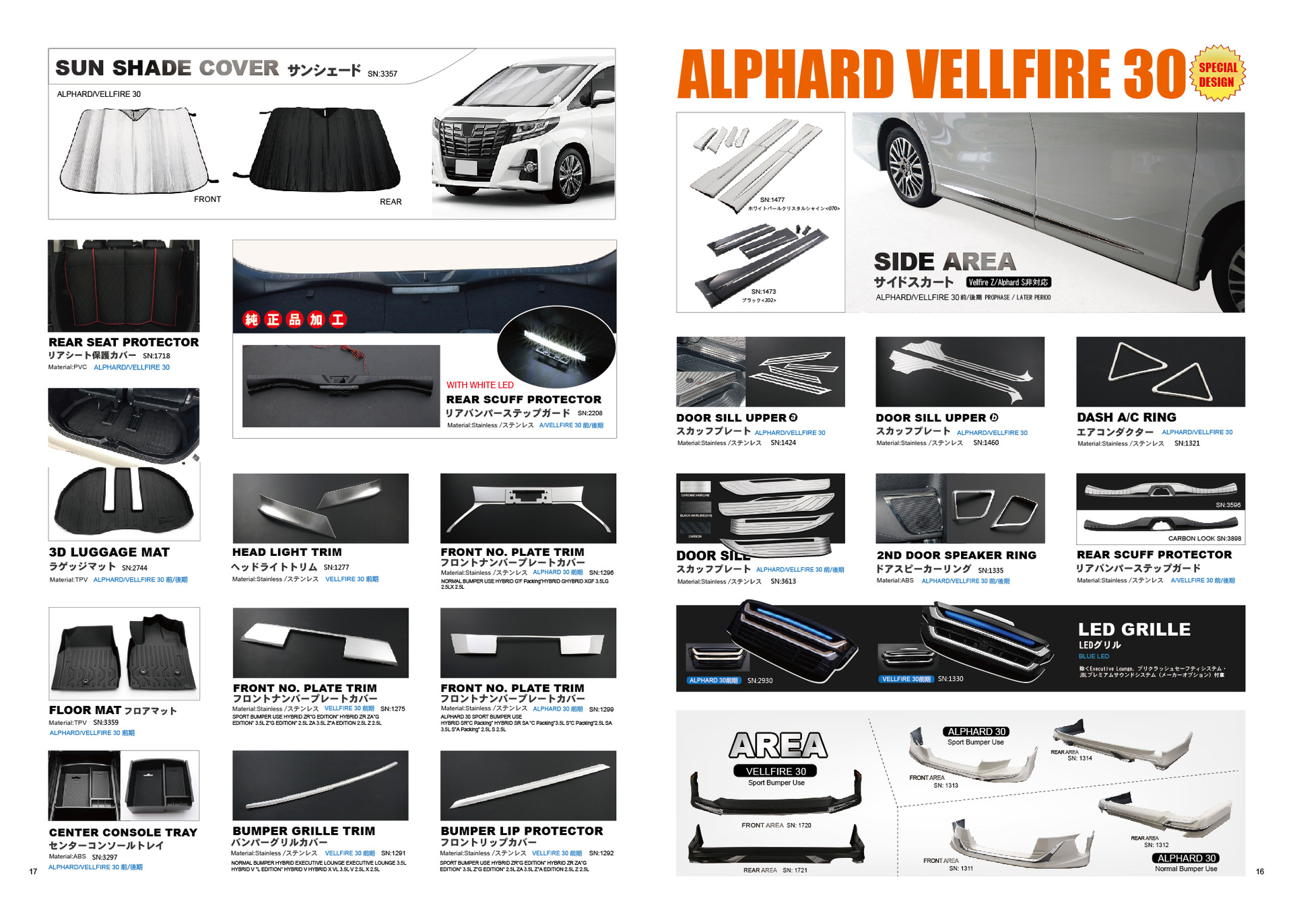 ALPHARD30 series all-car stainless steel chrome trim 15-23 ELFA 30 series front and later modification bright strip
