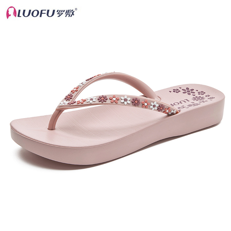 Flores de luoschi, zapatillas de flip flores, zapatos de playa de vacaciones de verano de Singapur, zapatos de playa de vacaciones de hainan