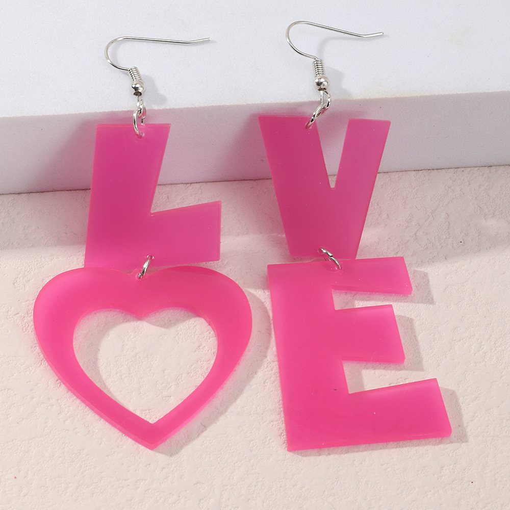 European And American Creative Acrylic Love Letter Asymmetrical Earrings display picture 4