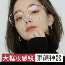 配眼镜近视眼睛框镜架女可配有度数散光金丝镜框大框素颜大脸显瘦