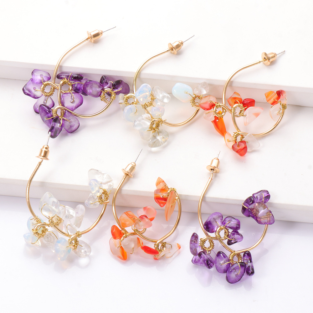 Fashion Stone Flower Geometric Resin Earrings Wholesale display picture 14