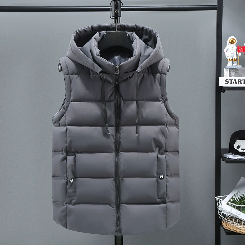 Men's demi-season down jacket, keep warm vest sleevless, oversize, increased thickness