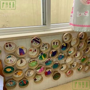 Kraft paper bowl hat creative wall decoration kindergarten environmental creative corner decoration art room handmade material theme wall