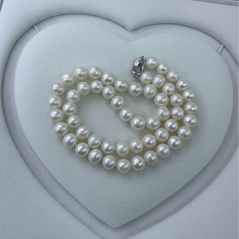8-9mm Nearly Round Slightly Imperfect Natural Freshwater Pearl Necklace Women's Fashion Young New Retro Pearl Necklace