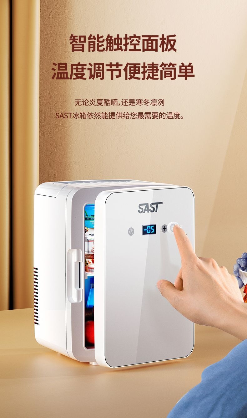 SAST mini refrigerator for cooling small cosmetics, suitable for single-person dormitory, home use, refrigeration and preservation appliance, car-mounted cooling and heating box