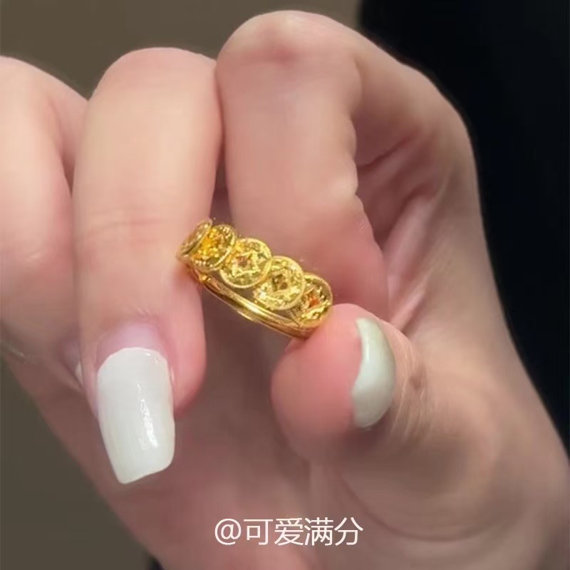 Zhou Jia Long Scale Crushed Ice Five Emperors Coin Necklace Loose Ring Women's New Chinese Style Fortune Transferring Five Emperors Money Bracelet