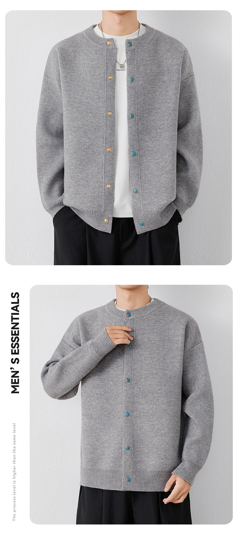 Men's Premium Knit Cardigan With Buttons - Classic Luxury Style, Loose Fit, Warm & Breathable For Autumn & Winter_voghion.com