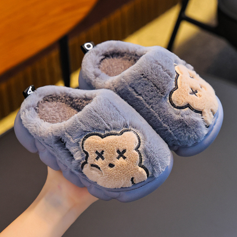 Otoño y invierno zapatillas de algodón para niños, hombres y mujeres, 2025 nuevos zapatos de algodón cálidos y de terciopelo para niños mayores y niños