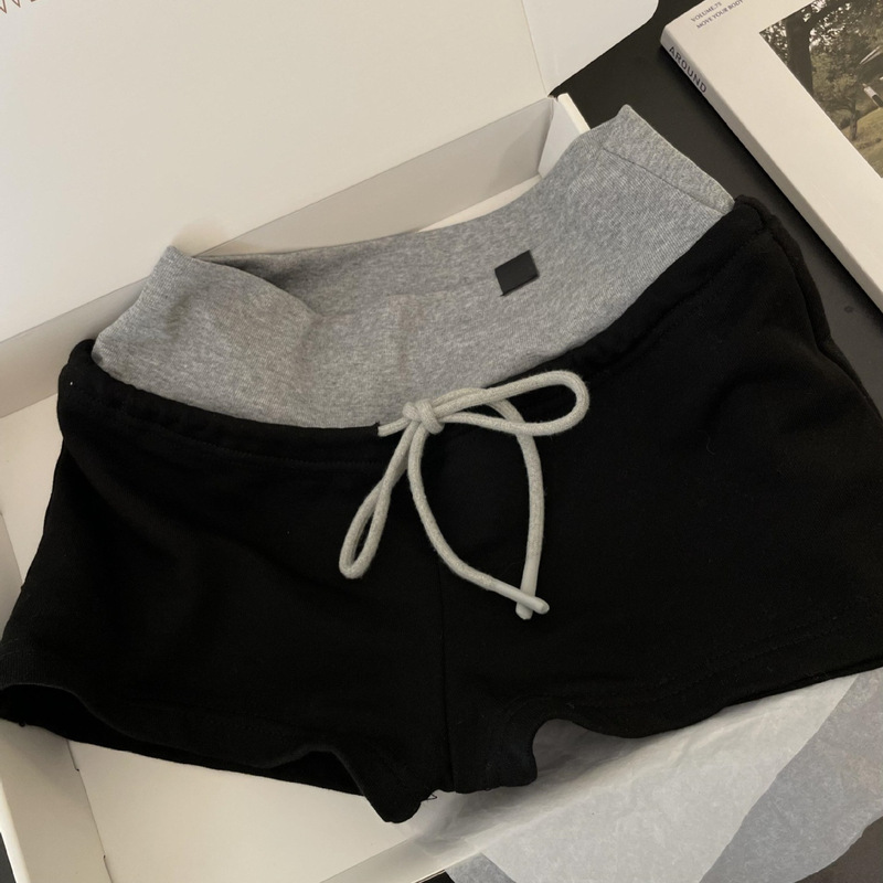 American Style Hot Girl Color Contrast Low Waist Sports Shorts Women's Summer 2025 New Style Outer Wear Home Casual Three-point Hot Pants