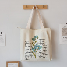大容量帆布包女ins风韩系夏季可爱手提包竖款拉链帆布包