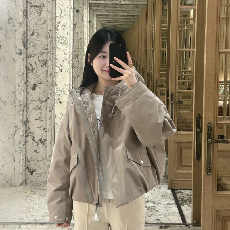 Women's short down jacket by Mengkou, 2026 winter collection, Nanyou women's clothing, high-end white goose down, loose-fitting, pear-shaped trench coat for petite figures