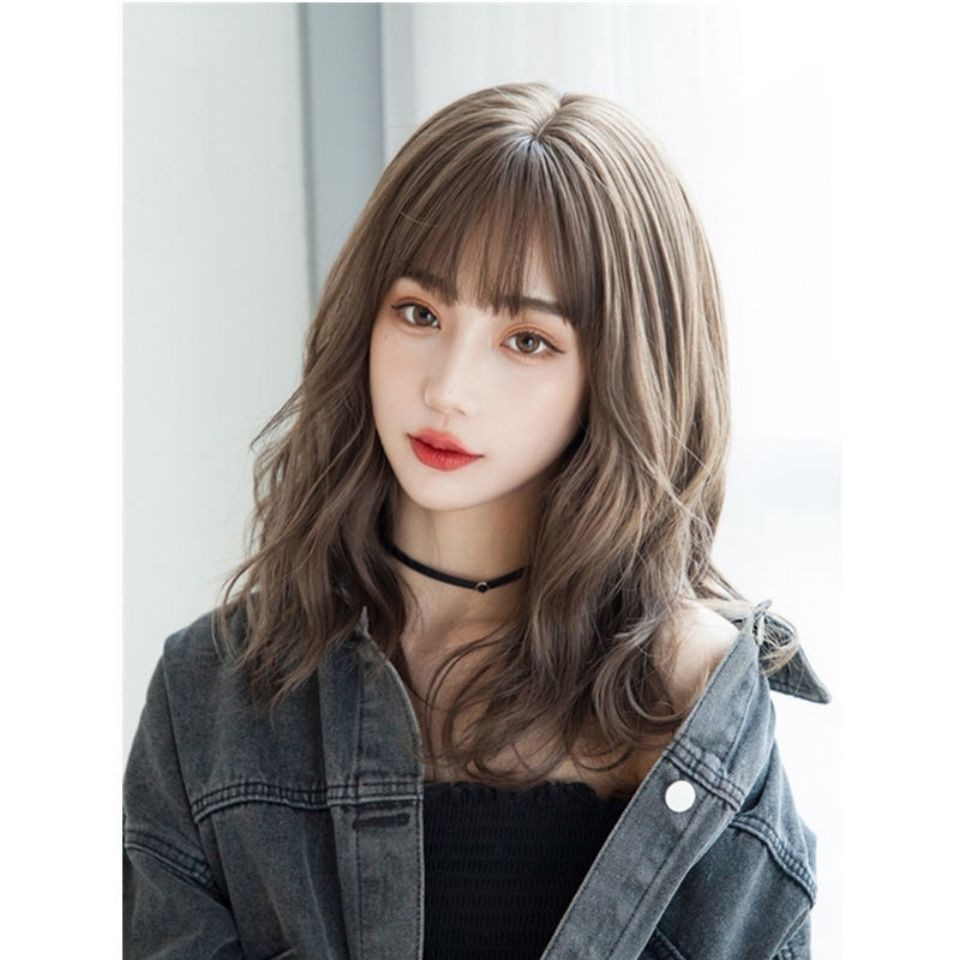 Perruque Femme Cheveux Mi-longs Tête Complète Réaliste Longueur Épaule Cheveux Courts Bouclés Étudiant Célébrité Internet Micro-bouclés Visage Rond Mode Perruque Couverture_voghion.com