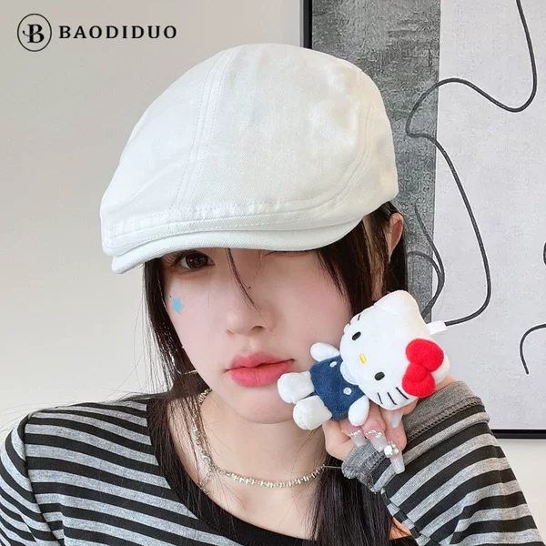 Shown Face Small Beret Women's 2025 Spring and Summer New Bud Forward and Reverse Wearable Forward Duck Tonga Hat with Brim