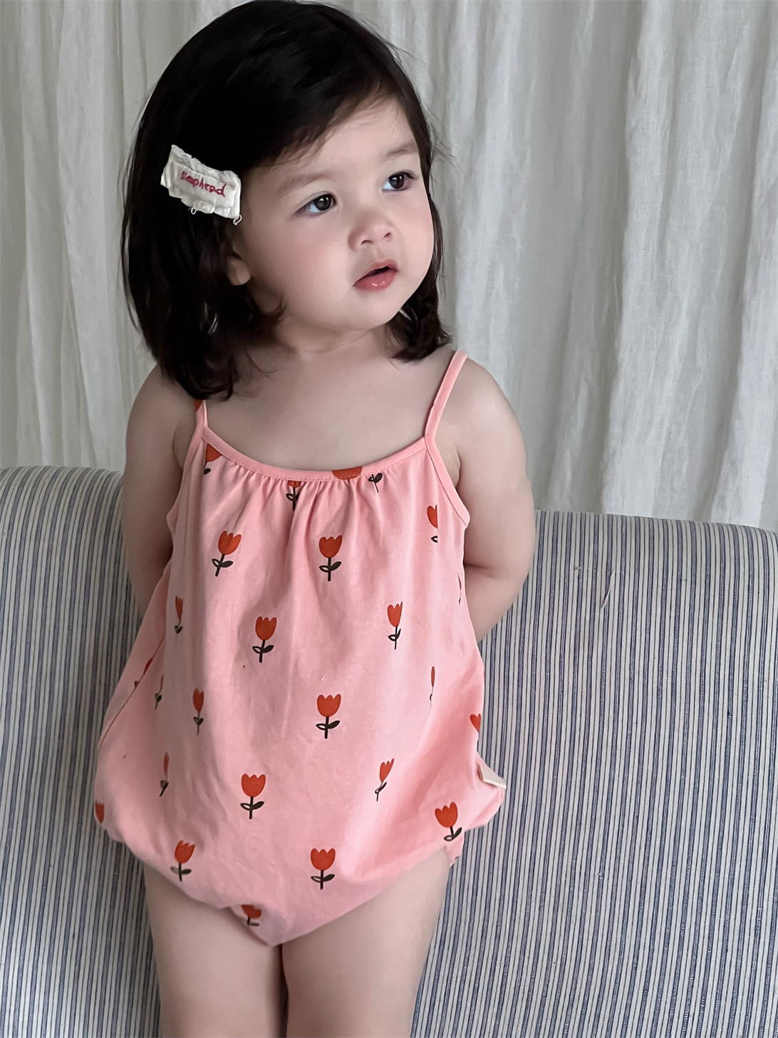 Mono de tirantes finos para niñas, estilo coreano, ropa infantil, novedad 2026, pelele triangular para bebé, mono para recién nacido image 6