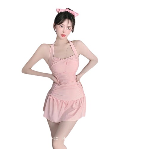 Professional swimsuit women's wholesale one-piece sling solid color sexy hot girl outfit slim slim small breast swimming hot spring