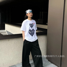 PLAY蓝色波点双心迷彩川久保玲卡通爱心短袖T恤男女同款支持一件