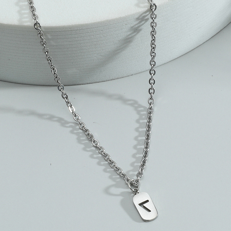 Wholesale Lucky Number 7 Square Pendent Stainless Steel Necklace Nihaojewelry display picture 4