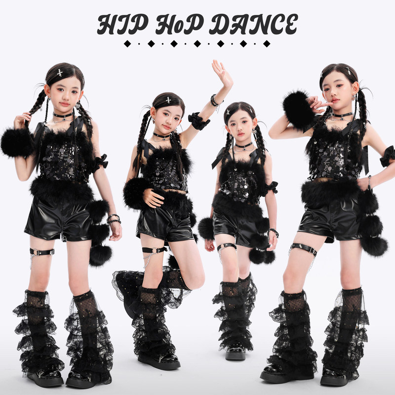Girls' Jazz Dance Performance Outfits, Children's Street Dance Hip-Hop Performance Clothing, Trendy Cool Kids' Street Fashion Show Outfits Girls' Jazz Dance Performance Outfits, Children's Street Dance Hip-Hop Performance Clothing, Trendy Cool Kids' Street Fashion Show Outfits
