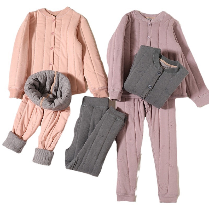 겨울 새 곰 패턴 드 벨벳 실크 편안한 슈퍼 따뜻한 유니섹스 학교 유니폼 아티팩트 따뜻한 3 피스 세트