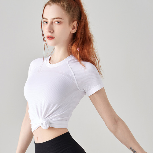 Women's Spring and Autumn New Fitness Set Top Quick-dry Yoga Wear Running Morning Running High Elastic Thin Professional Sports Summer