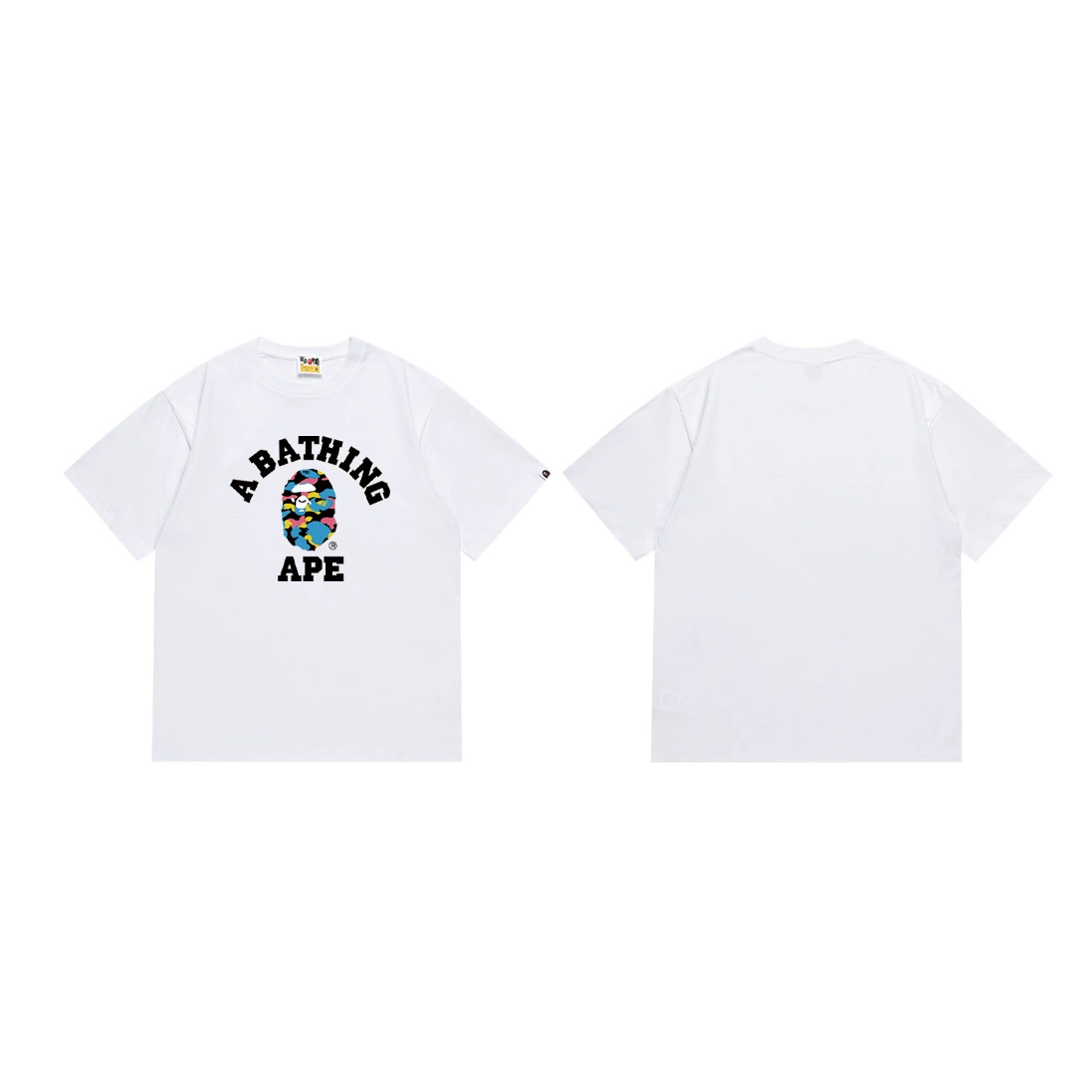 Короткая футболка повседневная с коротким рукавом (BAPE) двойной пряжи унисекс, разноцветная и размеры S–XXL