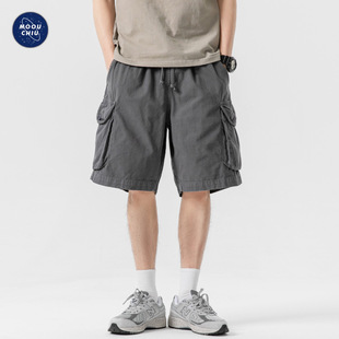 Muqiu Men's Clothing | Summer Trendy American Style Cargo Shorts Men's Loose Retro Casual Multi-Pocket Mid-Length Shorts