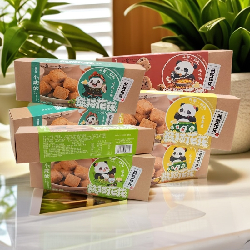 四川特产熊猫花花小咸酥桂花味葛根芝麻苦荞麦送礼下午茶伴手礼