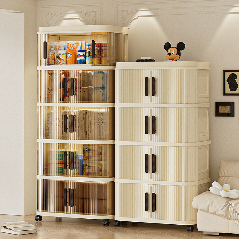 Foldable Roller Shutter Wardrobe Multi-Layer Clothes Utility Cabinet Transparent Storage Cabinet Wholesale Sliding Door Storage Box Storage Box