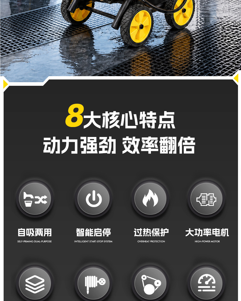 Household High-Pressure Car Washing Machine, High-Power Induction Motor, Portable Cleaning Machine, Self-Priming Dual-Purpose Commercial Car Washing Machine