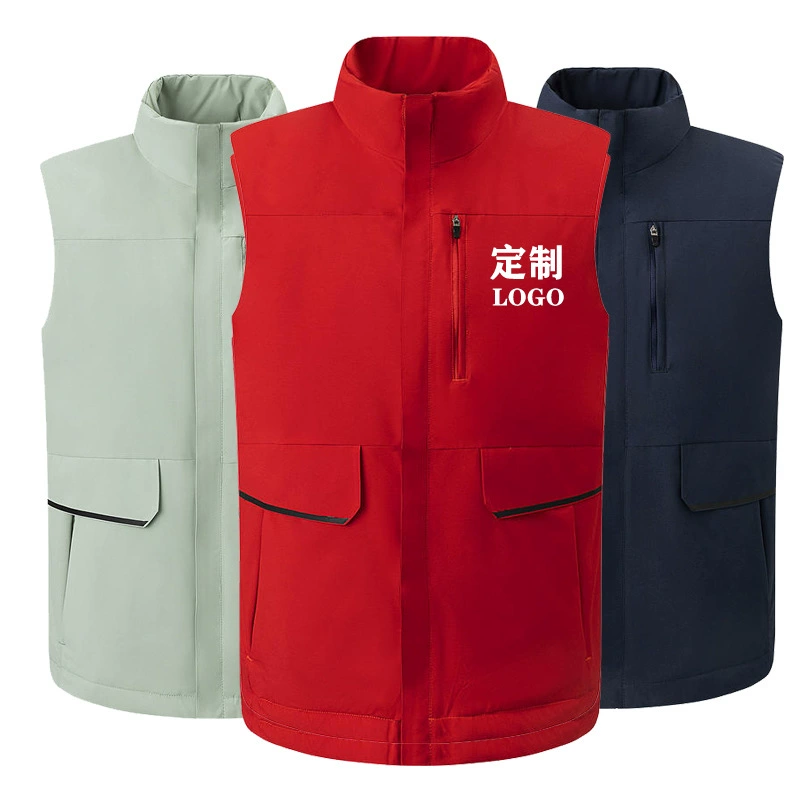 Жилет на флисовой подкладке с принтом рабочей одежды с логотипом осень-зима утолщенный хлопковый жилет уличный ветрозащитный жилет