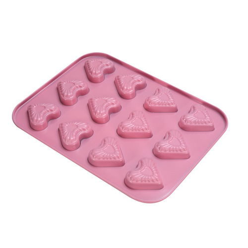 Wholesale Manufacturer's Valentine's Series 12-Piece Pink Heart Shaped Baking Mold for Home Baking Non-Stick Paint Mold