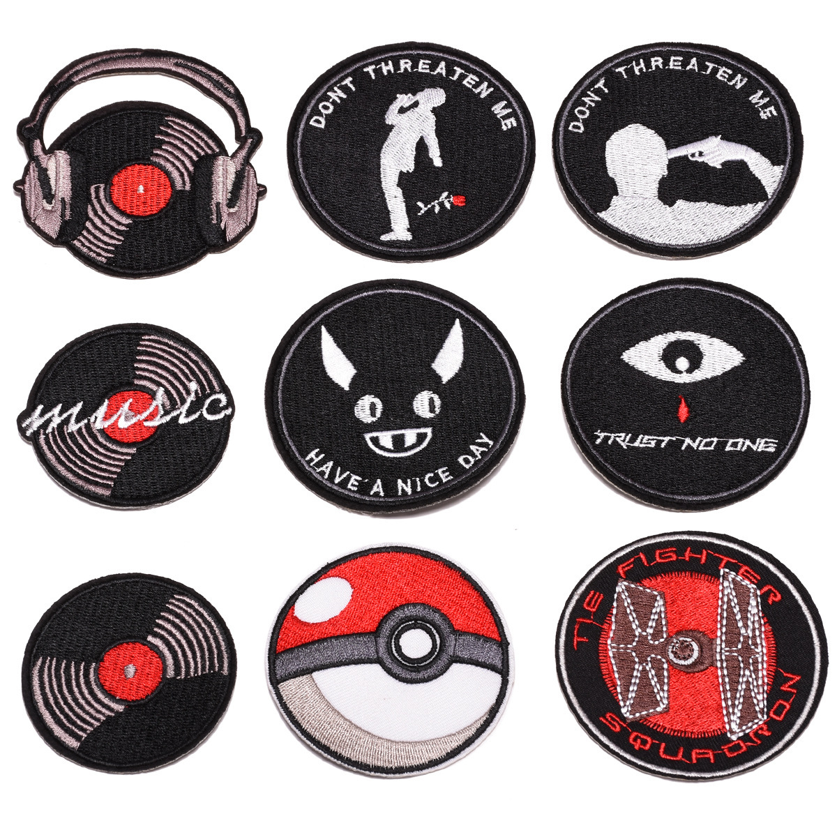 个性圆形徽章辅料衣帽刺绣布贴服装补丁贴 DIY电脑刺绣胸章贴可定