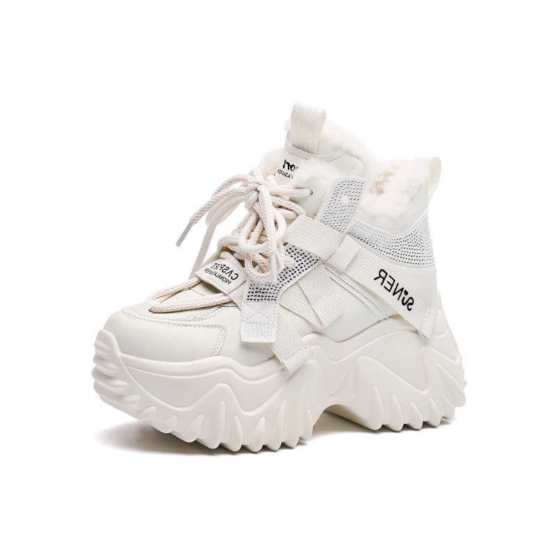 Giày sneaker nữ đế dày phong cách Hàn Quốc, lót lông cừu giữ ấm, tăng chiều cao — M2993 Trắng một lớp, M2993-1 plus nhung xám, M2993 plus trắng nhung, M2993-1 plus nâu nhung chi tiết 9