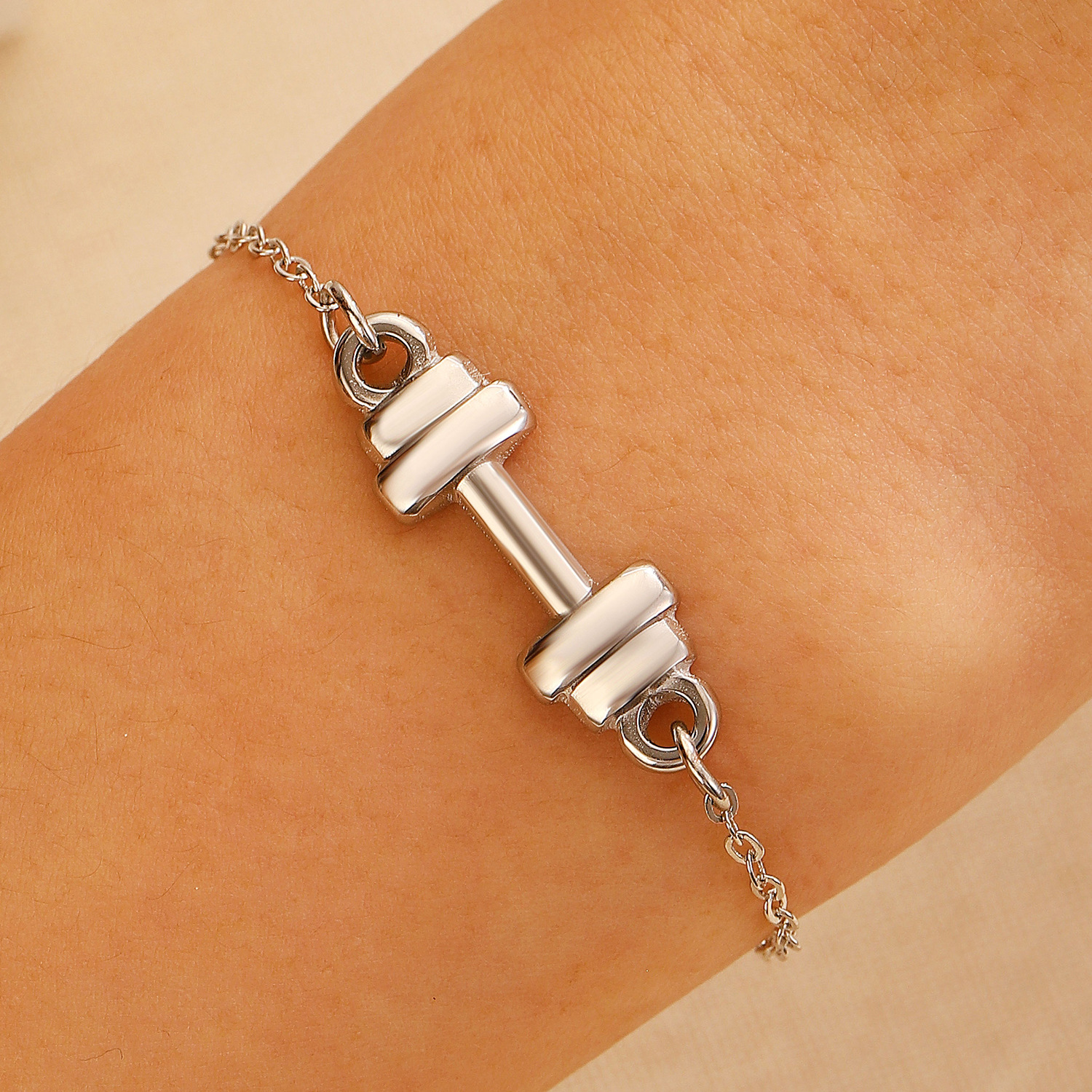 1 Piece Quantity Daily, Street, Shopping Occasion Titanium Steel Basic Modern Style Classic Style Plating Geometric Dumbbell Solid Color Bracelets