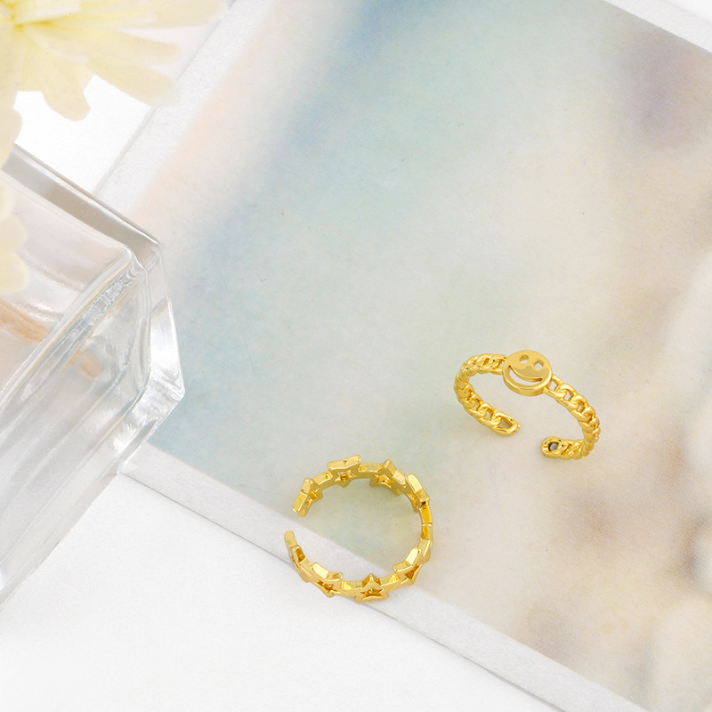 Korean smiling face glossy opening ring