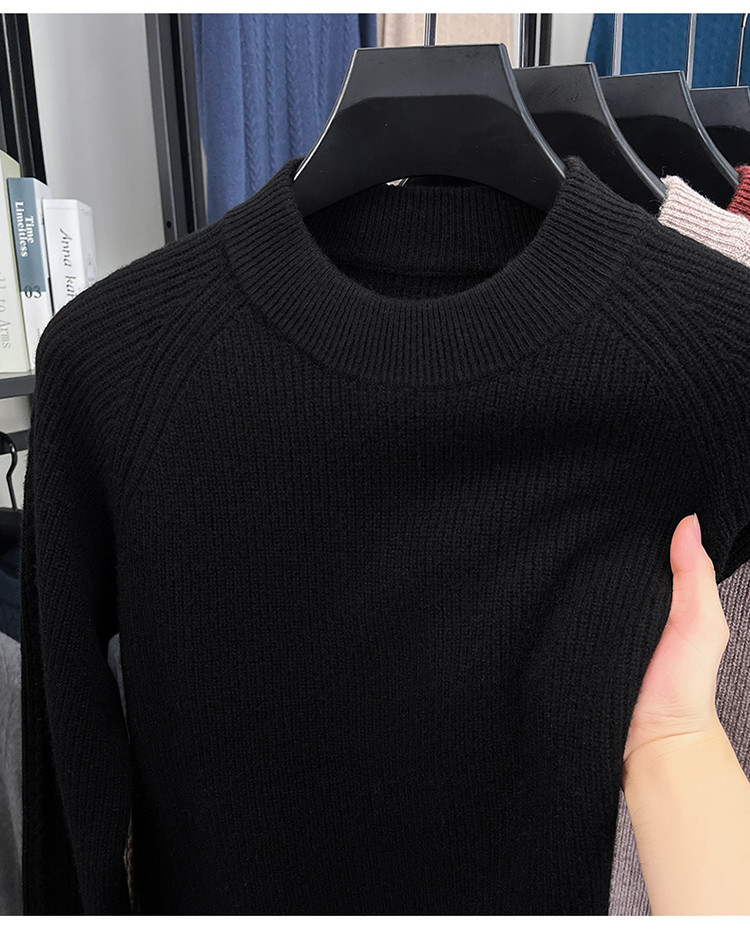 Suéter para hombres otoño y invierno nuevo abrigo casual camiseta de punto de cuello medio alto suéter de lana para hombres