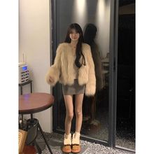 富家千金仿貂绒毛毛辛集海宁环保皮草外套女秋冬小香风小个子大衣