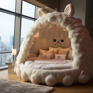 Smokie Bed Modern Minimalist Children's Bed Animal Cute Little Girl Bedroom Monster Bed Tree House Encircled Double Round Bed