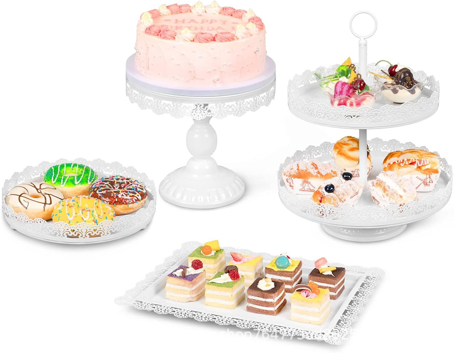 Amazon Venta caliente de cuatro piezas soporte de la torta soporte de exhibición plato de aperitivos pastelería occidental mesa de postre de boda image 6