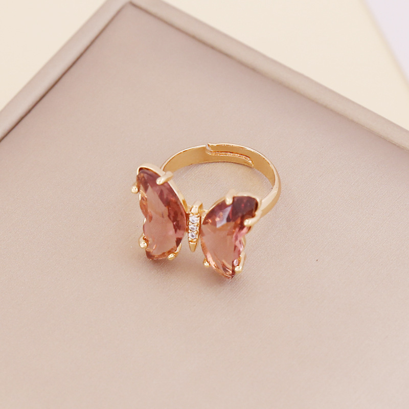 fashion zircon butterfly opening adjustable ring wholesalepicture1
