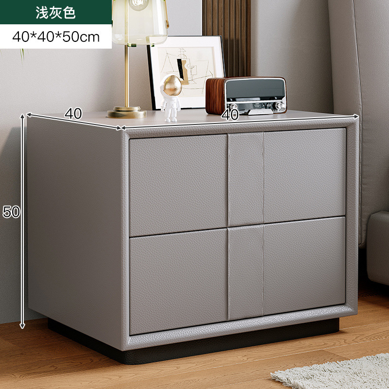 Mesita de noche simple y moderna 2024 nuevo estilo de lujo ligero, cama de cuero del dormitorio principal de alta gama, mesa de borde de cama, mesa de almacenamiento de borde de cama de celebridades de Internet