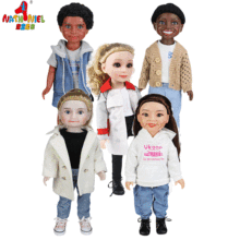 18寸新款跨境仿真娃娃儿童玩具bjd关节公仔搪胶玩偶礼盒服装模特