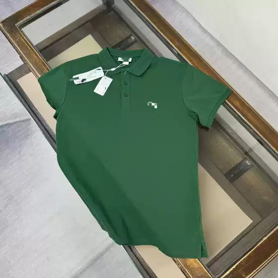 Cross border foreign trade French crocodile E fish bone embroidery logo POLO trendy brand European and American top solid color short sleeved men's and women's lapel T-shirt